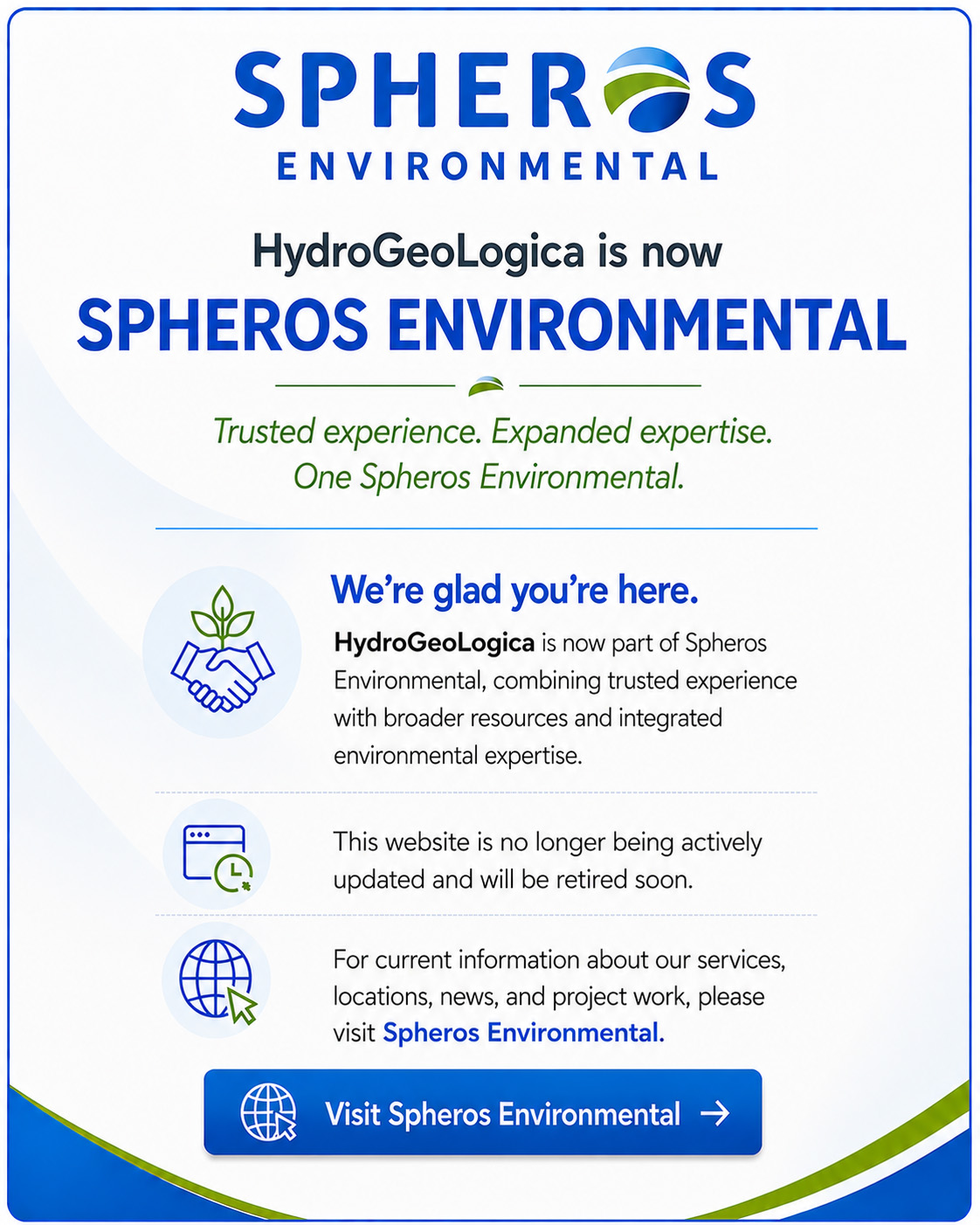 HydroGeoLogica is now Spheros Environmental